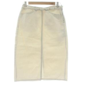 ザラ ZARA デニムタイトスカート ひざ丈 ベルト付き XS 白 ホワイト /KU ■GY58 レディース