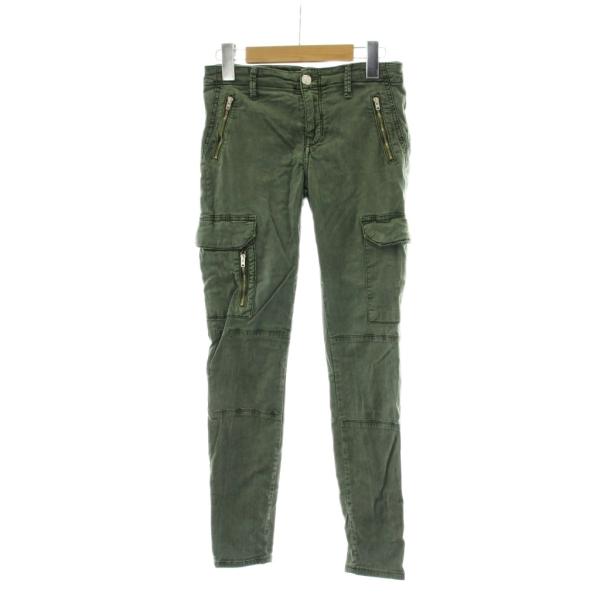 ザラウーマン ZARA WOMAN カーゴパンツ 34 カーキ ジッパーポケット 膝切り替え フルレ...
