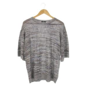 アーバンリサーチ URBAN RESEARCH ITEMS ニットTシャツ 40 紺 ネイビー ラウンドネック 七分袖 杢調柄 /CK10 ■GY58 メンズ