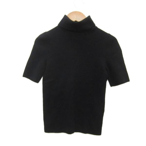 セリーヌ CELINE リブニット セーター 半袖 M 黒 タートルネック /SY46 ■GY60 ...