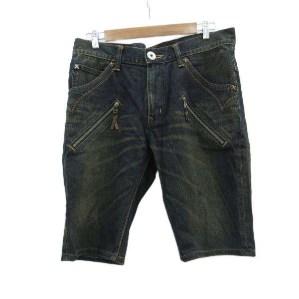 リー LEE デニムパンツ ジーンズ ショートパンツ 短パン 34インチ 青 ブルー ウォッシュ加工...