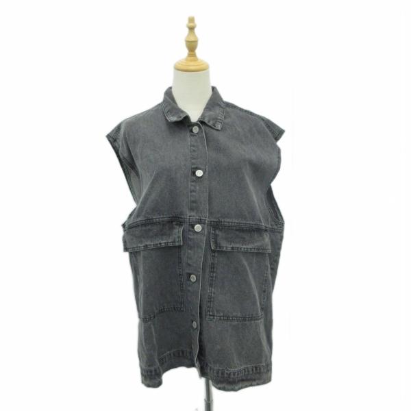 ジャバ JAVA デニムベスト ジャケット ミドル丈 M グレー オーバーサイズ /SY37 ■GY...