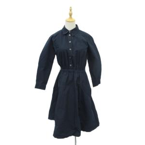 ヴァン Vin シャツワンピース ミモレ丈 38 M 紺 無地 長袖 /SY50 ■GY63 レディース
