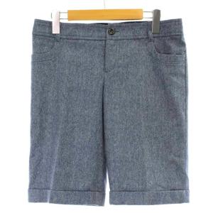 エムケー ミッシェルクラン MK MICHEL KLEIN パンツ ボトムス ハーフパンツ ウール 40 青 ブルー 無地 折り返し裾 ヘリンボーン織り /GP