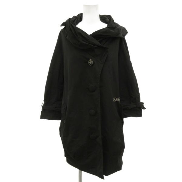 カステルバジャック CASTELBAJAC コート オフショルダー ロゴ刺繍 ロゴボタン 44 黒 ...