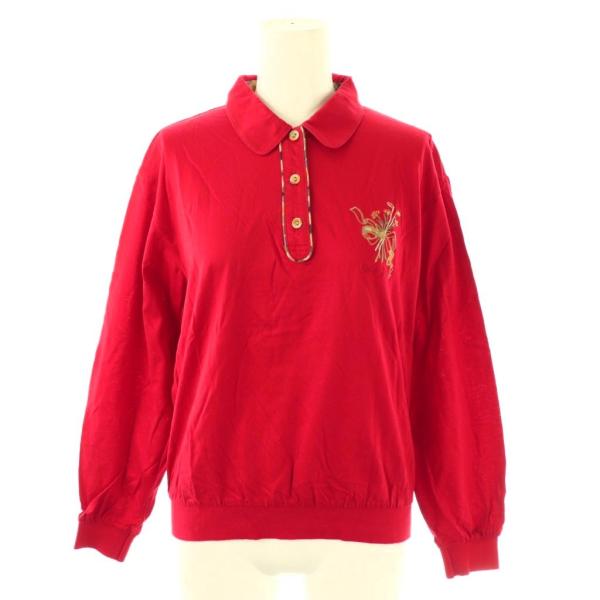 ダックス DAKS ポロシャツ カットソー 刺繍 M 赤 /CX ■ECB001 レディース
