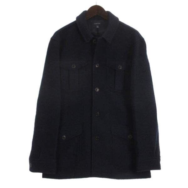 ランズエンド LANDS' END ワーク ジャケット コート ピリング ウール ネイビー L ■E...