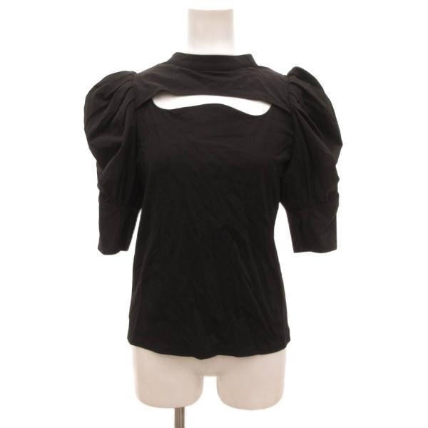 アメリ AMERI アンサンブル カットソー 半袖 胸開きトップス 黒 ブラック /JS ■ECD0...