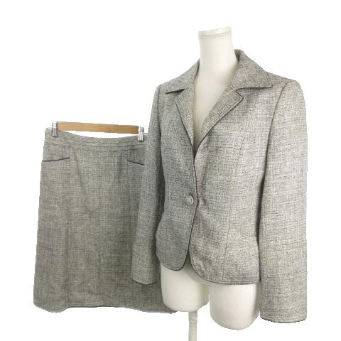 23区 オンワード樫山 スーツ ジャケット スカート ツイード 38 グレー 総裏地 /MN3 ■E...