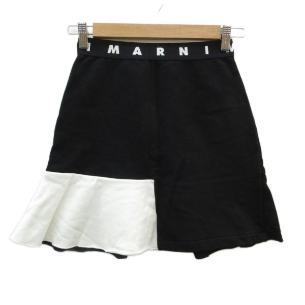 マルニ MARNI ペプラムスカート 8 黒 ブラック 切り替えデザイン アシンメトリーヘム ミニ丈...