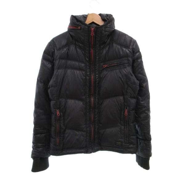 ディーゼル DIESEL ダウンジャケット M ナイロン ジップアップ スタンドカラー 黒 ブラック...