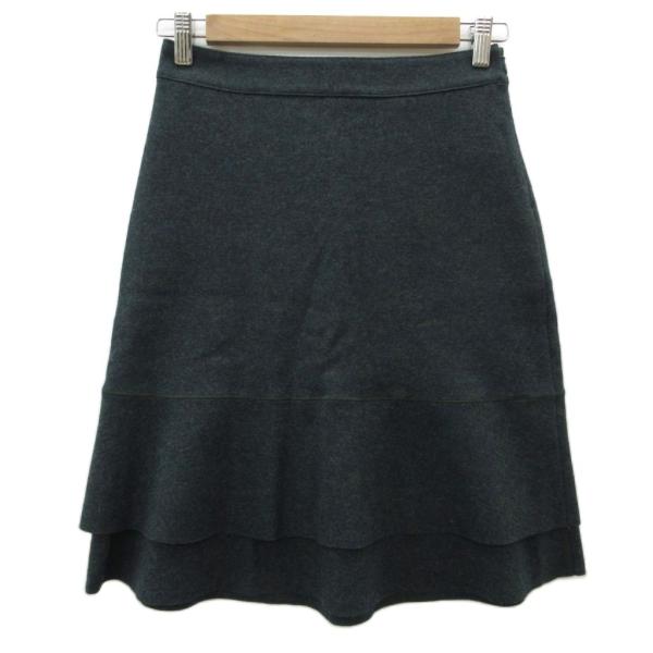 未使用品 アンタイトル UNTITLED ティアードスカート アンゴラ混 1 緑 グリーン ひざ丈 ...