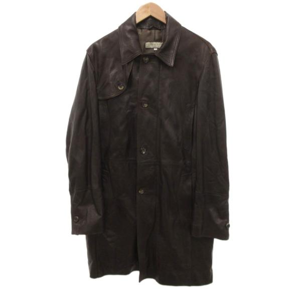 ピエロトゥッチ PIERO TUCCI ステンカラーコート レザー 本革 ガンパッチ ロング 46 ...
