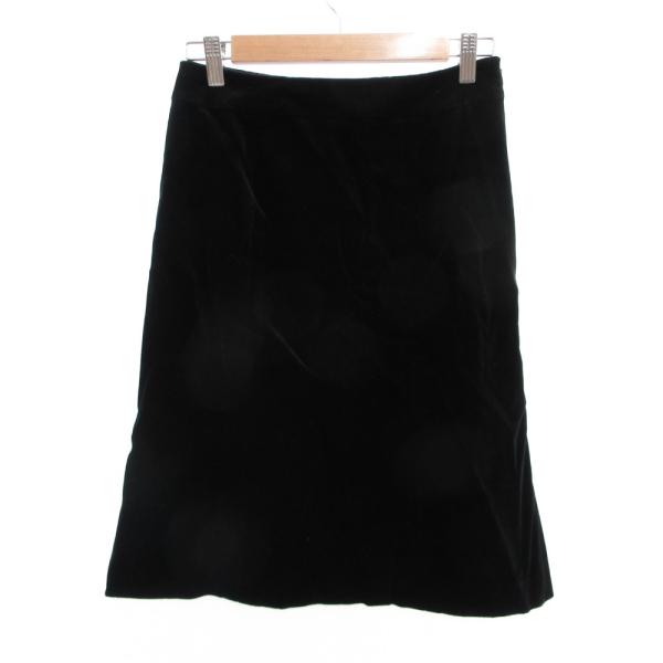 ルネ Rene タイトスカート ひざ丈 ベルベット 34 黒 ブラック /JS ■ECC001 レデ...