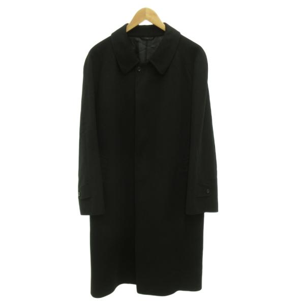 Glen Mont ステンカラーコート カシミヤ 96 A5 黒 ブラック 無地 レギュラーカラー ...