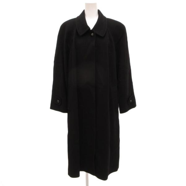 SOEN MODE ステンカラーコート カシミヤ F 黒 ブラック 無地 丸襟 長袖 /JS ■EC...