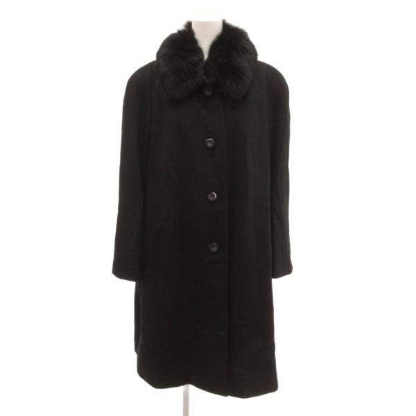 DELICE ステンカラーコート ロング カシミヤ メルトン LL 黒 ブラック /JS ■ECC0...