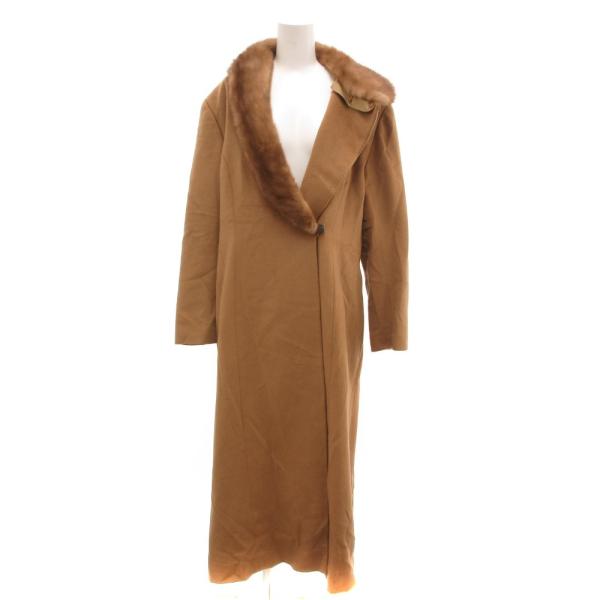 ハナエモリ HANAE MORI ミンクファーコート ロング カシミヤ 38 茶 ブラウン /JS ...