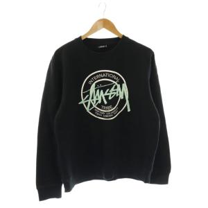 ステューシー STUSSY スウェット トレーナー ロゴ刺繍 M ブラック ホワイト ミント /ES ■ECD001 メンズ