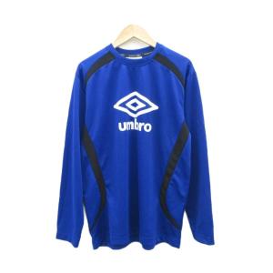 アンブロ UMBRO サッカーウエア カットソー クルーネック S 青 長袖 ロゴプリント /SY62 ■ECC001 メンズ