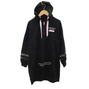 ラブトキシック Lovetoxic パーカーワンピース ひざ丈 M 150 黒 プリント ハーフジップ /SY71 ■ECC001 女の子 キッズ