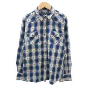 エディーバウアー EDDIE BAUER カジュアルシャツ 長袖 チェック柄 総柄 PS 紺 /SY20 ■ECC001 レディース