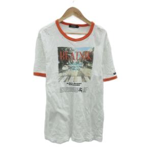 バーバリーブラックレーベル Tシャツ カットソー クルーネック 半袖 プリント 2 オフホワイト ダメージ加工 /HO7 ■ECD001 メンズ