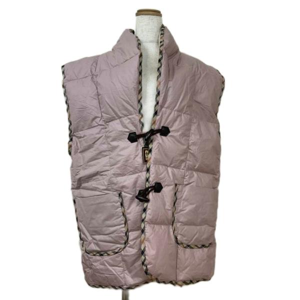 未使用品 ダックス DAKS ダウンベスト ジャケット 上着 F ピンク トグルボタン チェック柄 ...