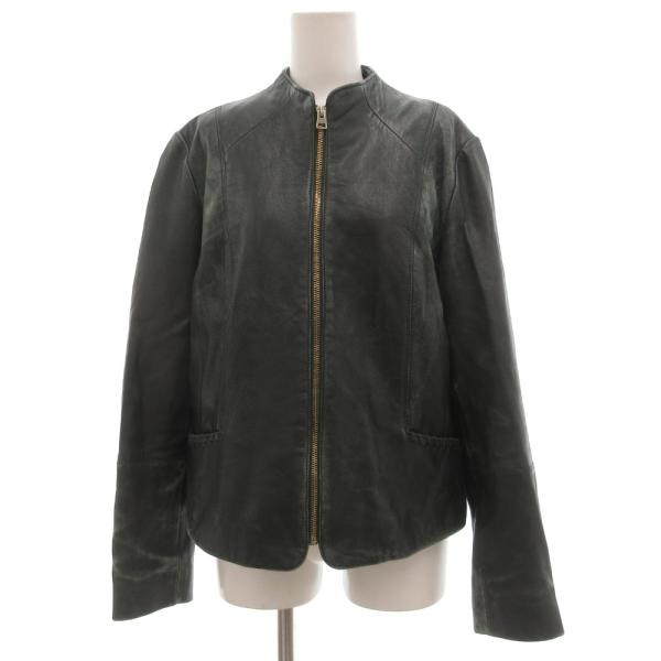 マンゴ　MANGO レザージャケット ブルゾン L シングル ジップアップ 黒 ブラック /JS ■...