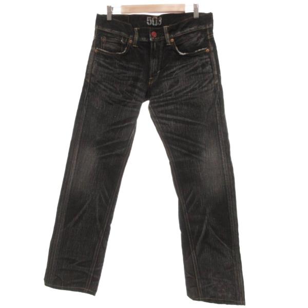 エドウィン EDWIN デニムパンツ ジーンズ 30×32 ストレートシルエット 黒 ブラック /J...