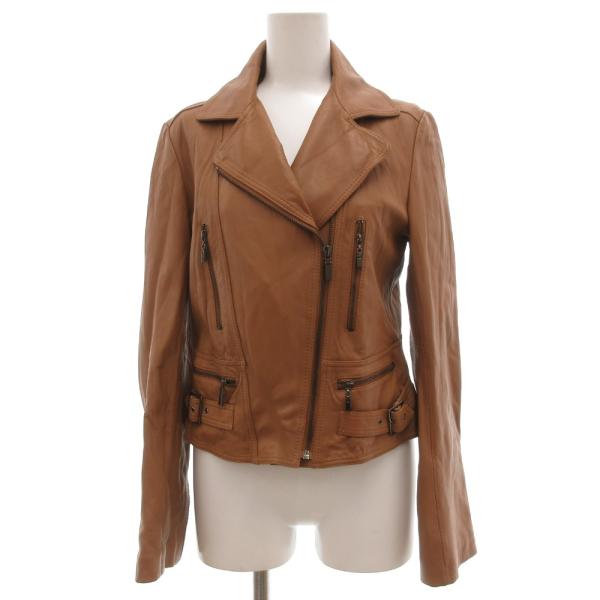 ノーブランド ライダースジャケット S ダブル ラムレザー 茶 ブラウン /JS ■ECA001 レ...