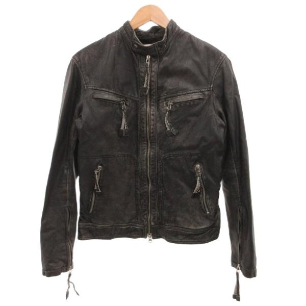 SABBO レザージャケット 本革 ジップアップ 3 黒 ブラック /JS ■ECA001 レディー...