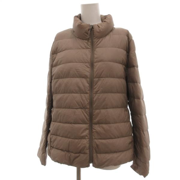 ノーブランド ダウンジャケット ブルゾン L スタンドカラー 茶 ブラウン /JS ■ECA001 ...