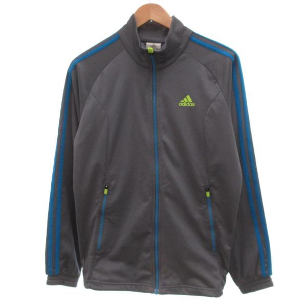 アディダス adidas ジャージ トラックジャケット ブルゾン S ジップアップ グレー 青 ブル...