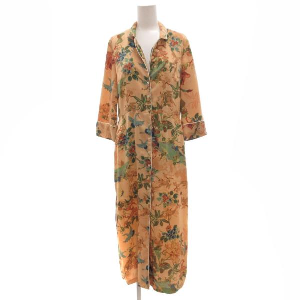ザラ トラファルック ZARA Trafaluc シャツワンピース S マキシ ロング サテン 花が...