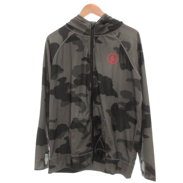 ボルコム VOLCOM ジップアップパーカー L 総柄 グレー 黒 ブラック /JS ■ECA001...