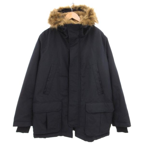 ギャップ GAP 中綿コート ジャケット ミドル丈 フェイクファー XL 紺 ネイビー /JS ■E...