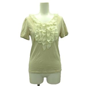 アー・ヴェ・ヴェ a.v.v カットソー 半袖 フリル 38 ベージュ Ｔシャツ パフスリーブ /PP ■GY58 レディース