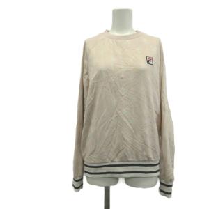 フィラ FILA トレーナー スウェット 長袖 クルーネック 総柄 ロゴ 刺繍 S ピンク /XZ ■GY58 レディース