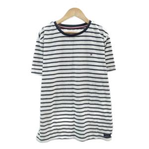 トミーヒルフィガー TOMMY HILFIGER Tシャツ カットソー S 白 ホワイト ボーダー柄 ロゴ刺繍 半袖 /SM15 ■ECA002 メンズ