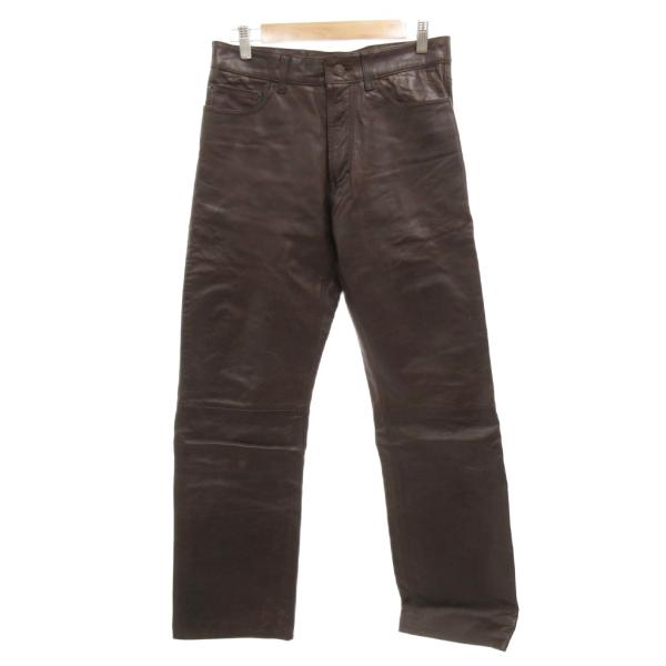 ギャップ GAP 90s ヴィンテージ オールドギャップ レザーパンツ 本革 ストレートシルエット ...