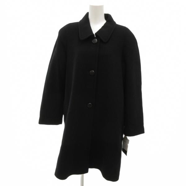 ブライト BRIGHT タグ付き ステンカラーコート カシミヤ F ウール メルトン 黒 ブラック ...