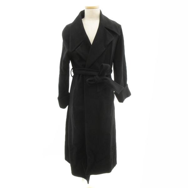 ノーベスパジオ NOVESPAZIO ガウンコート ロング メルトン ウール M 黒 ブラック /J...