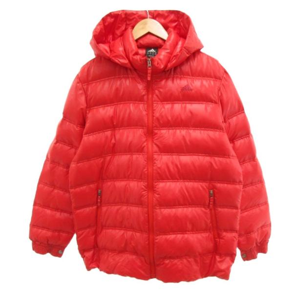 アディダス adidas ダウンジャケット ブルゾン ジップアップ ロゴ刺繍 L 赤 レッド /JS...