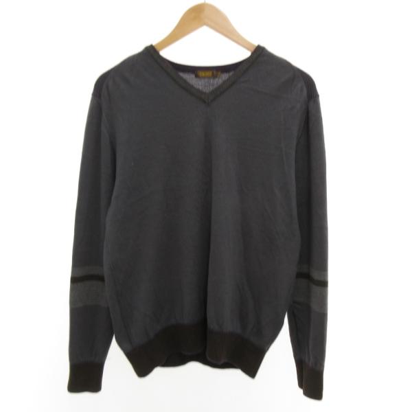 アラミス ARAMIS ニット セーター ウール シルク混 Vネック 長袖 M グレー /JS ■E...