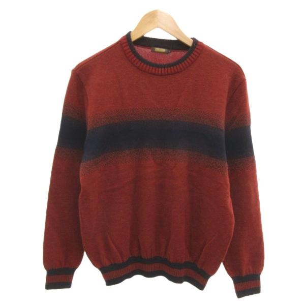 アラミス ARAMIS ニット セーター ライン ウール アルパカ混 シルク混 長袖 L 赤 レッド...