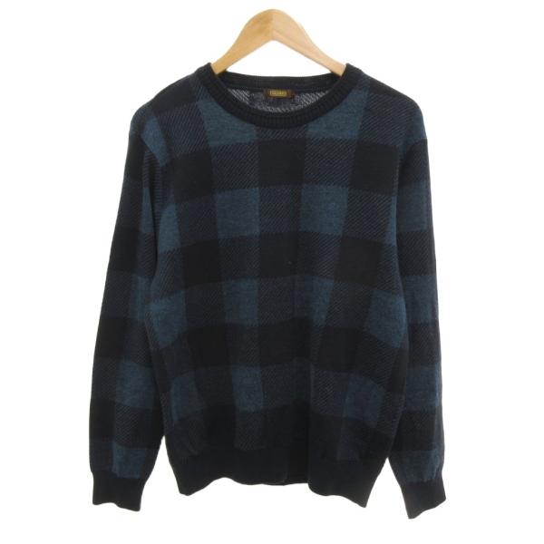 アラミス ARAMIS ニット セーター 長袖 チェック柄 L 青 ブルー 紺 ネイビー /JS ■...