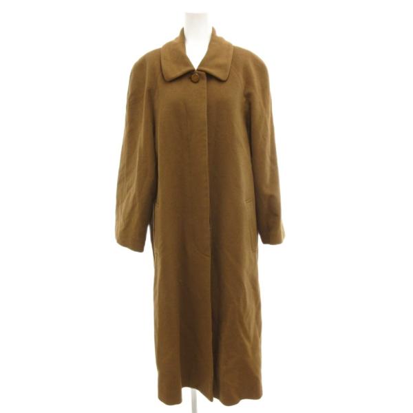 ノーブランド ステンカラーコート バルマカーン カシミヤ ロング 9 茶 ブラウン /JS ■ECB...