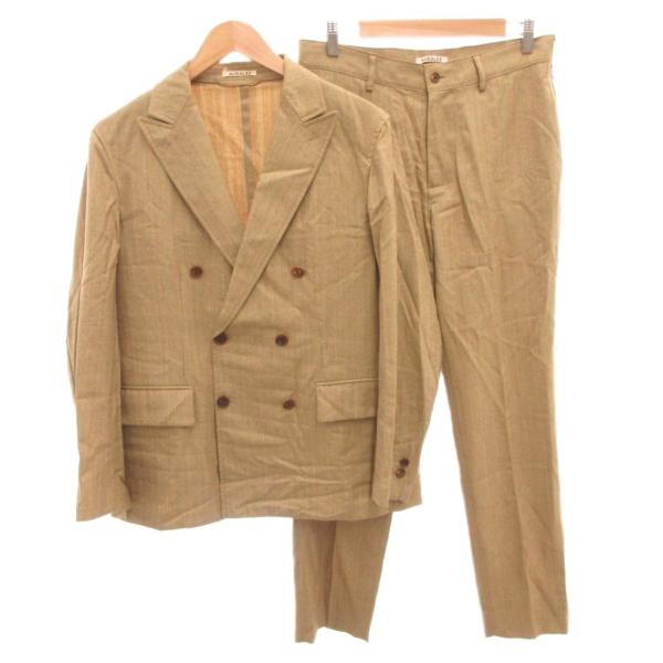 オーラリー AURALEE セットアップ スーツ ダブル ジャケット パンツ ストライプ シルク混 ...