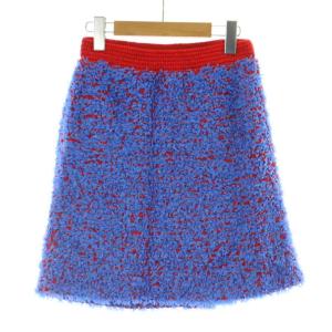 未使用品 トリーバーチ TORY BURCH スカート XS 赤×青 シャギー ニットウエストバンド ミニ丈 /DU ■ECC002 レディース